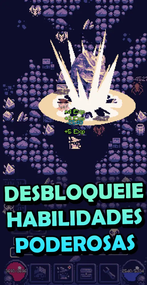 Captura de ecrã de OneBit Adventure: masmorra em pixel escuro